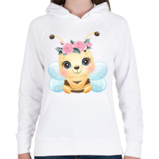 PRINTFASHION Cuki méhecske - Női kapucnis pulóver - Fehér női pulóver, kardigán