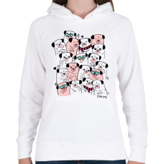 PRINTFASHION Cuki mopszok - Női kapucnis pulóver - Fehér