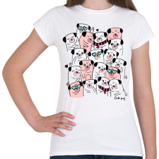 PRINTFASHION Cuki mopszok - Női póló - Fehér női póló