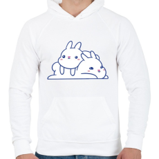 PRINTFASHION Cuki nyuszik - Férfi kapucnis pulóver - Fehér