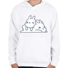 PRINTFASHION Cuki nyuszik - Gyerek kapucnis pulóver - Fehér
