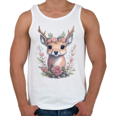 PRINTFASHION Cuki szarvas bébi virágokkal - Férfi atléta - Fehér