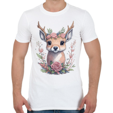 PRINTFASHION Cuki szarvas bébi virágokkal - Férfi póló - Fehér férfi pulóver, kardigán