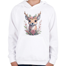 PRINTFASHION Cuki szarvas bébi virágokkal - Gyerek kapucnis pulóver - Fehér gyerek pulóver, kardigán