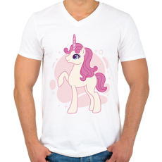 PRINTFASHION Cuki unikornis - Férfi V-nyakú póló - Fehér