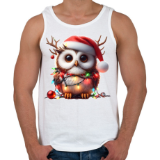 PRINTFASHION Cuki vicces karácsonyi party bagoly - Férfi atléta - Fehér