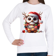 PRINTFASHION Cuki vicces karácsonyi party bagoly - Női pulóver - Fehér női pulóver, kardigán