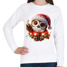 PRINTFASHION Cuki vicces karácsonyi party bagoly - Női pulóver - Fehér női pulóver, kardigán