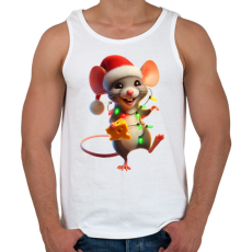 PRINTFASHION Cuki vicces karácsonyi party egér - Férfi atléta - Fehér