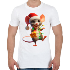 PRINTFASHION Cuki vicces karácsonyi party egér - Férfi póló - Fehér