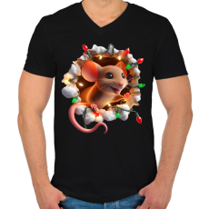 PRINTFASHION Cuki vicces karácsonyi party egér - Férfi V-nyakú póló - Fekete