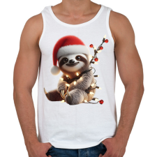 PRINTFASHION Cuki vicces karácsonyi party lajhár - Férfi atléta - Fehér atléta, trikó