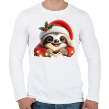 PRINTFASHION Cuki vicces karácsonyi party lajhár - Férfi hosszú ujjú póló - Fehér férfi póló