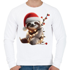 PRINTFASHION Cuki vicces karácsonyi party lajhár - Férfi pulóver - Fehér férfi pulóver, kardigán