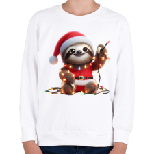 PRINTFASHION Cuki vicces karácsonyi party lajhár - Gyerek pulóver - Fehér gyerek pulóver, kardigán