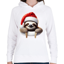PRINTFASHION Cuki vicces karácsonyi party lajhár - Női kapucnis pulóver - Fehér női pulóver, kardigán