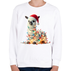 PRINTFASHION Cuki vicces karácsonyi party láma - Gyerek pulóver - Fehér