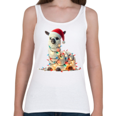 PRINTFASHION Cuki vicces karácsonyi party láma - Női atléta - Fehér