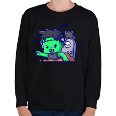 PRINTFASHION Cuki zombi frankenstein - Gyerek pulóver - Fekete