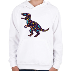 PRINTFASHION Cukor T-rex - Gyerek kapucnis pulóver - Fehér