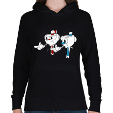 PRINTFASHION Cuphead - Pulp Fiction - Női kapucnis pulóver - Fekete