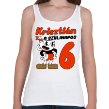 PRINTFASHION Cuphead Szülinap - Egyedi névvel - Női atléta - Fehér női trikó