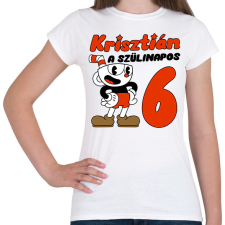 PRINTFASHION Cuphead Szülinap - Egyedi névvel - Női póló - Fehér női póló