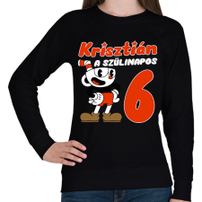 PRINTFASHION Cuphead Szülinap - Egyedi névvel - Női pulóver - Fekete női pulóver, kardigán