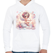 PRINTFASHION Cupido célba vett - Férfi kapucnis pulóver - Fehér férfi pulóver, kardigán