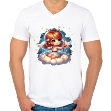 PRINTFASHION Cupido kislány - Férfi V-nyakú póló - Fehér férfi póló