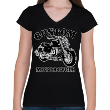PRINTFASHION custom motorcycle - Női V-nyakú póló - Fekete női póló