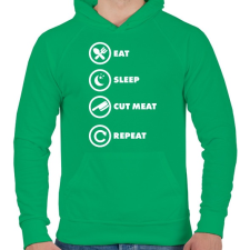 PRINTFASHION Cut meat - Férfi kapucnis pulóver - Zöld férfi pulóver, kardigán