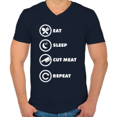 PRINTFASHION Cut meat - Férfi V-nyakú póló - Sötétkék