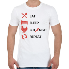 PRINTFASHION Cut meat - repeat - Férfi póló - Fehér férfi póló