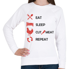 PRINTFASHION Cut meat - repeat - Női pulóver - Fehér