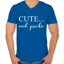 PRINTFASHION Cute and psicho. - Férfi V-nyakú póló - Királykék férfi póló