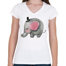 PRINTFASHION Cute Elephant boy - Női V-nyakú póló - Fehér női póló