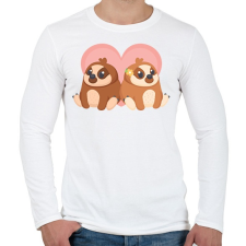 PRINTFASHION Cute Love - Férfi hosszú ujjú póló - Fehér férfi póló