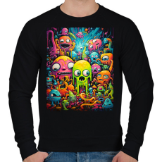 PRINTFASHION Cute Monsters - Férfi pulóver - Fekete
