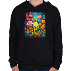 PRINTFASHION Cute Monsters - Gyerek kapucnis pulóver - Fekete