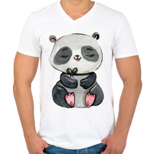 PRINTFASHION Cute Panda girl - Férfi V-nyakú póló - Fehér férfi póló