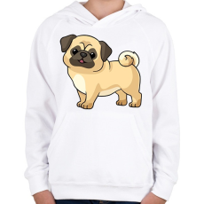 PRINTFASHION Cute Pug - Gyerek kapucnis pulóver - Fehér
