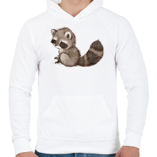 PRINTFASHION Cute Raccoon - Férfi kapucnis pulóver - Fehér férfi pulóver, kardigán