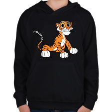 PRINTFASHION Cute Tiger - Gyerek kapucnis pulóver - Fekete gyerek pulóver, kardigán