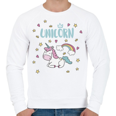 PRINTFASHION Cute Unicorn - Férfi pulóver - Fehér