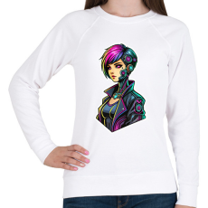 PRINTFASHION Cyber Lány - Női pulóver - Fehér