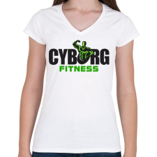 PRINTFASHION Cyborg Fitness - Női V-nyakú póló - Fehér női póló