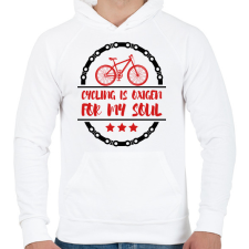 PRINTFASHION Cycling is oxigen for my soul - Férfi kapucnis pulóver - Fehér férfi pulóver, kardigán