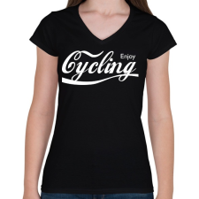 PRINTFASHION Cycling - Női V-nyakú póló - Fekete női póló