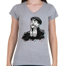 PRINTFASHION Cyka Blyat Feels Man - Női V-nyakú póló - Sport szürke